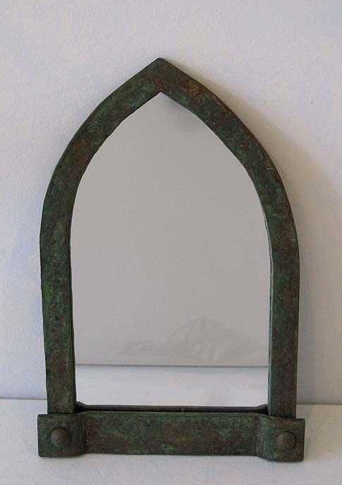 Small Arched Mirror, Forged Steel with Patina